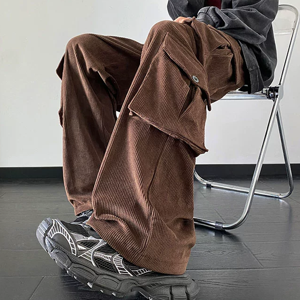 Retro Corduroy Multi-pocket Sweatpants