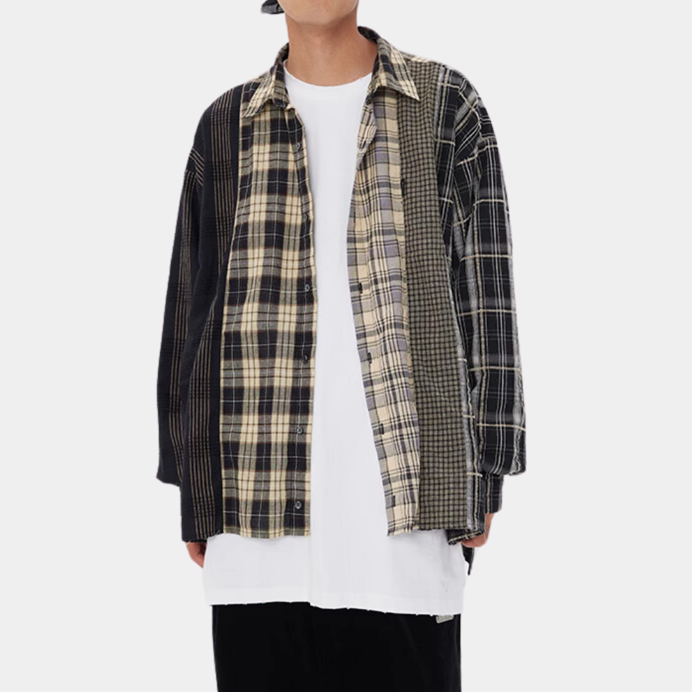 Vintage Patchwork Plaid Shirt