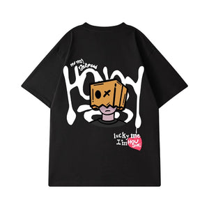 Street Philanthropist Trendy Brand Spoof Hip Hop Graffiti Short Sleeve Men's Trend Large Size Men's High Street Half Sleeve T-Shirt