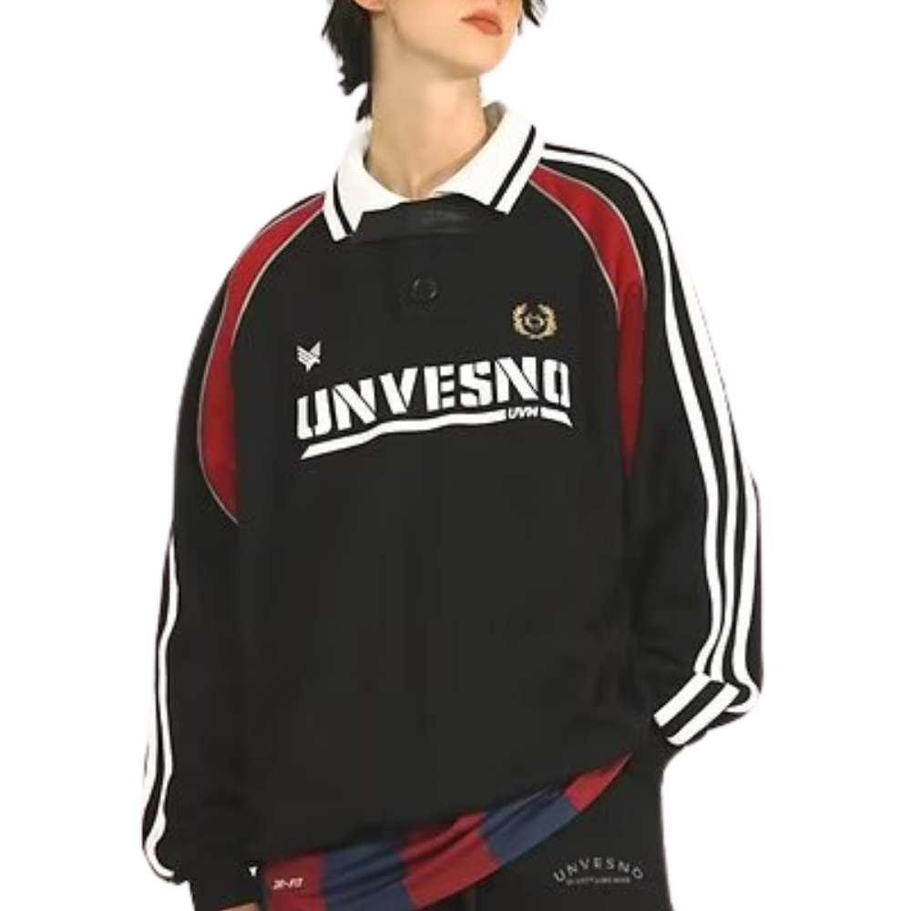 Sport Striped Raglan Sleeve Polo Sweatshirt