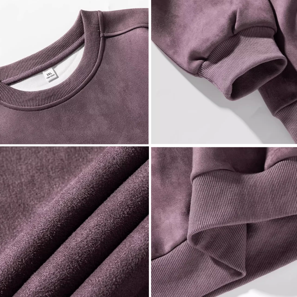 Solid Color Suede Sweatshirt