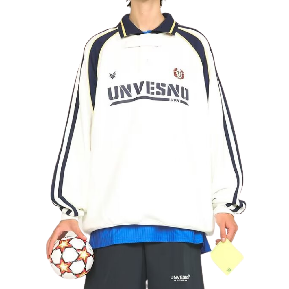 Sport Striped Raglan Sleeve Polo Sweatshirt