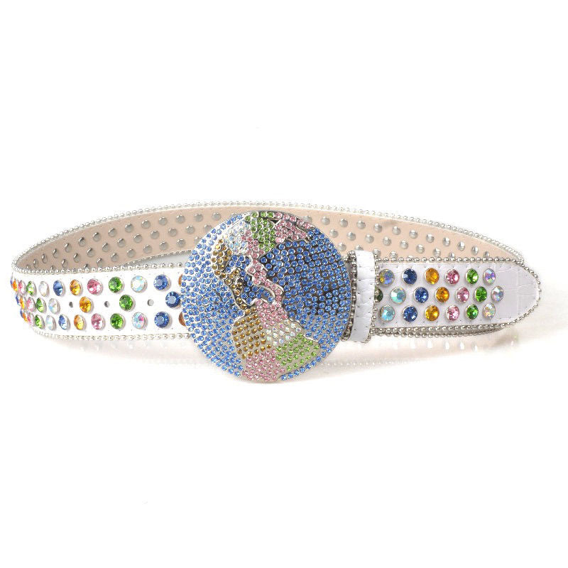 LoopStone Crystal Shining Rhinestone Versatile Rivet Belt