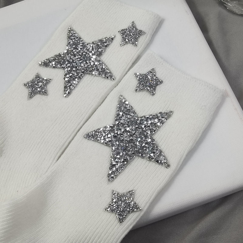 LoopStone Rhinestone White Socks