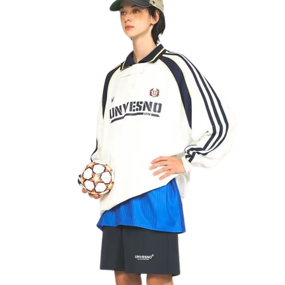 Sport Striped Raglan Sleeve Polo Sweatshirt