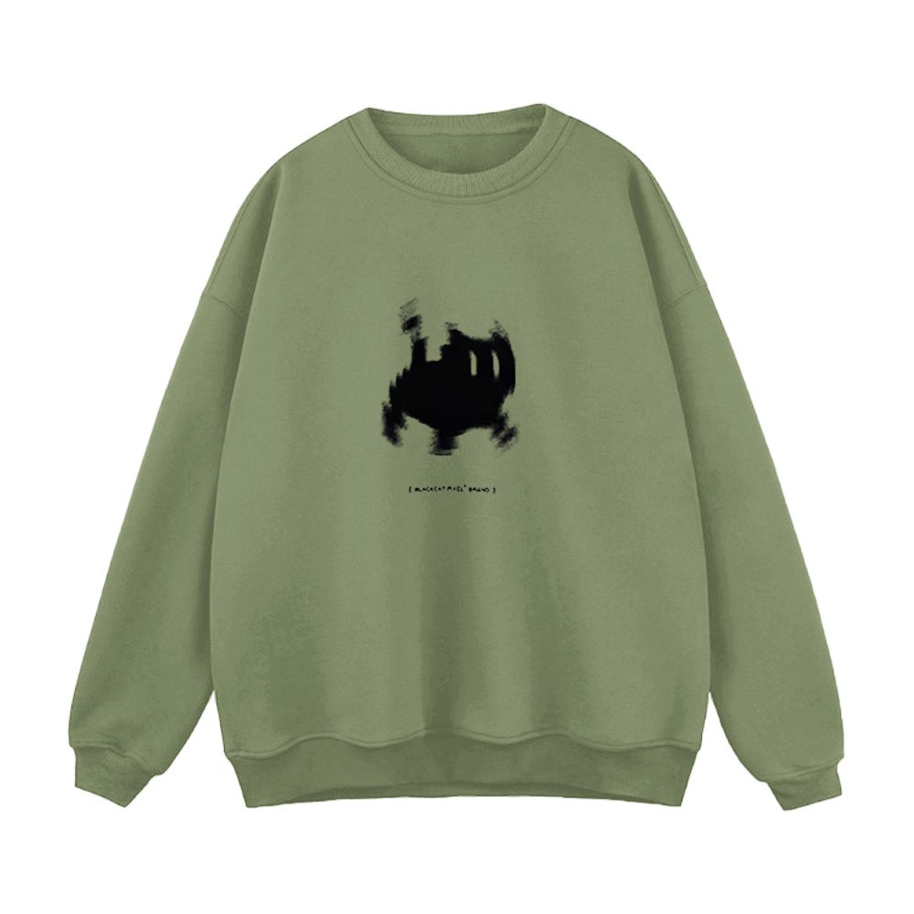 Minimalist Fuzzy Kitten Print Sweatshirt