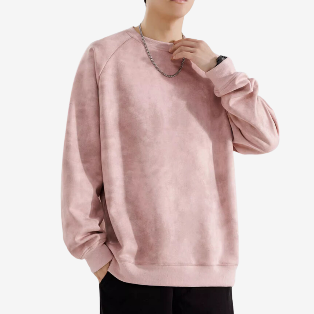 Solid Color Suede Sweatshirt