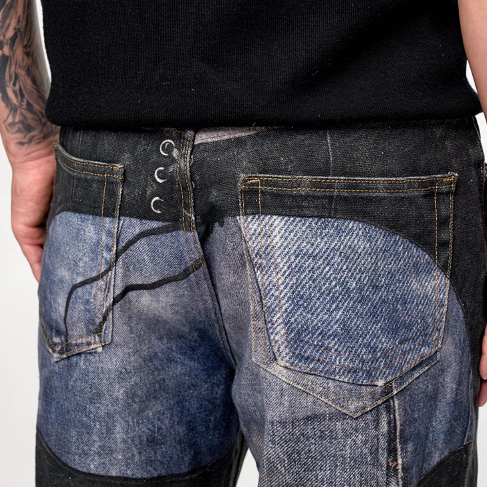 DF | Distressed Coated Digital Printed Jeans