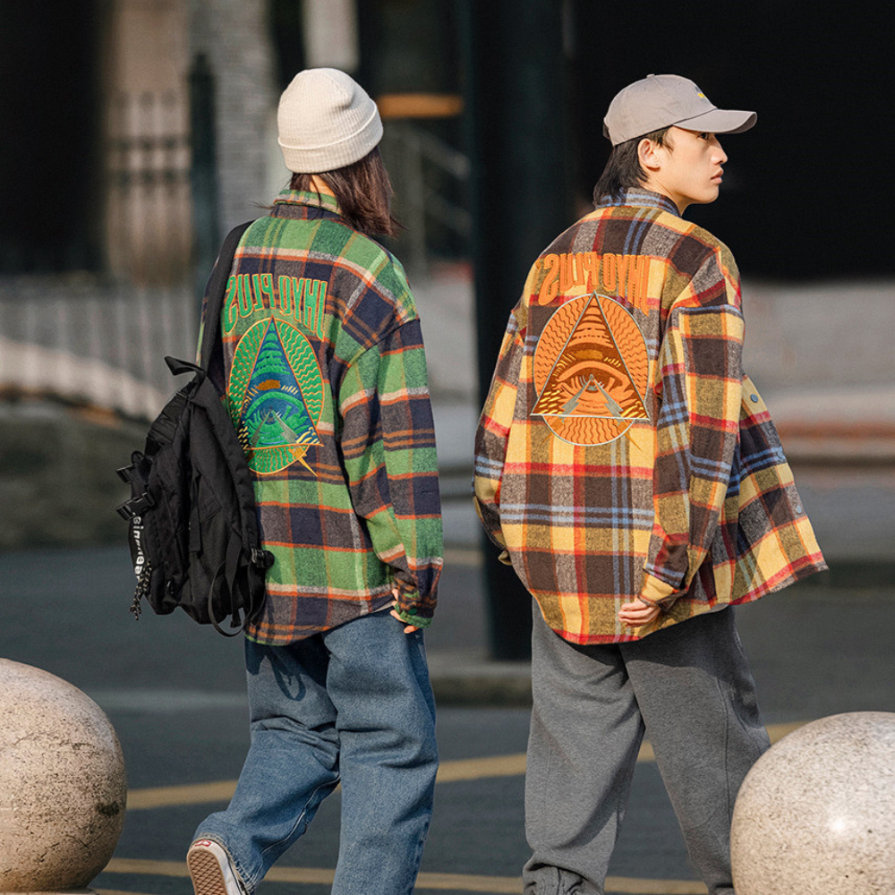Eyes Letter Patch Embroidered Shirt