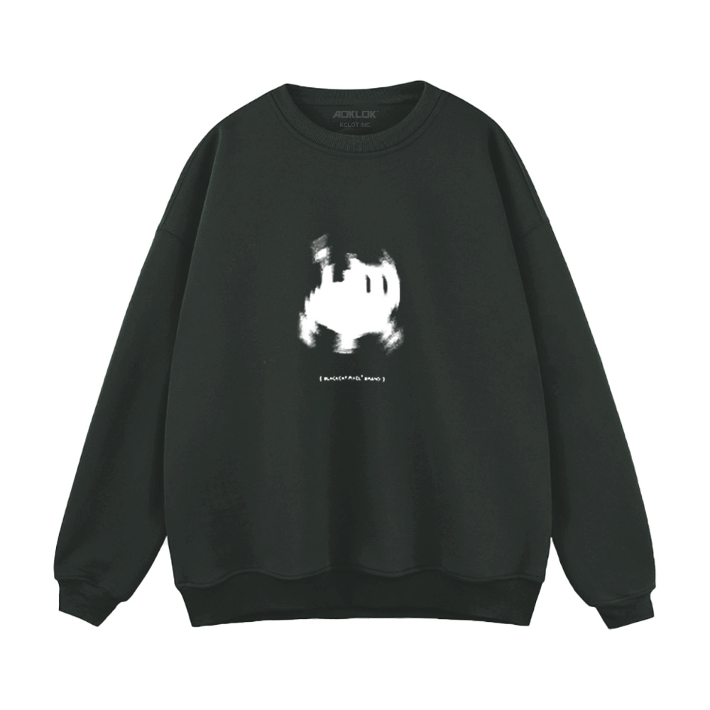 Minimalist Fuzzy Kitten Print Sweatshirt