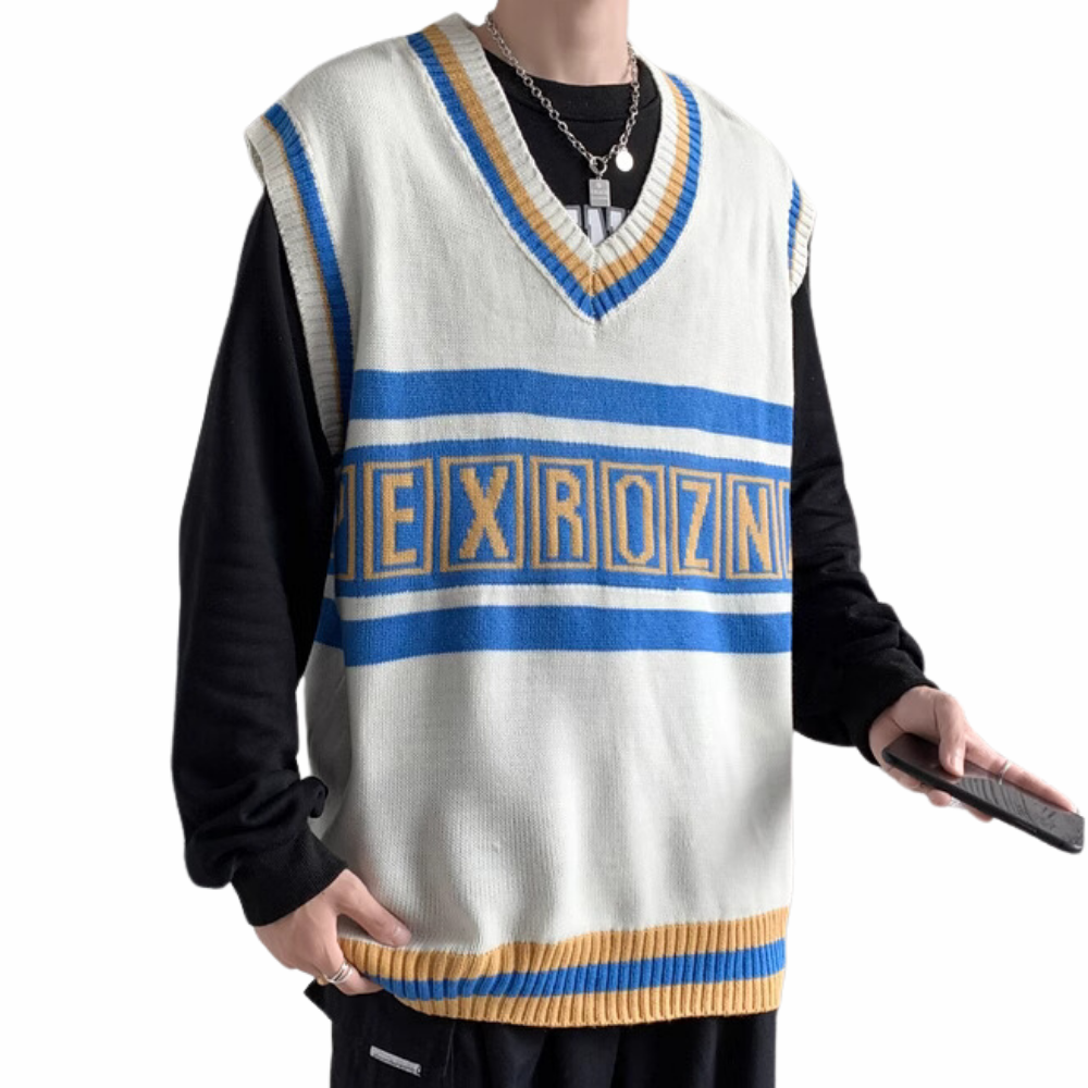 Embroidered Lettering Contrast Vest