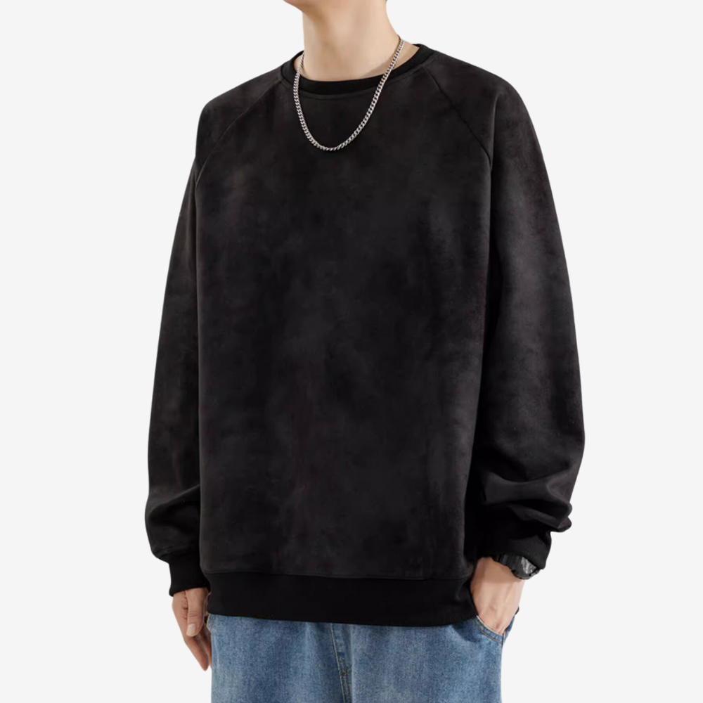 Solid Color Suede Sweatshirt