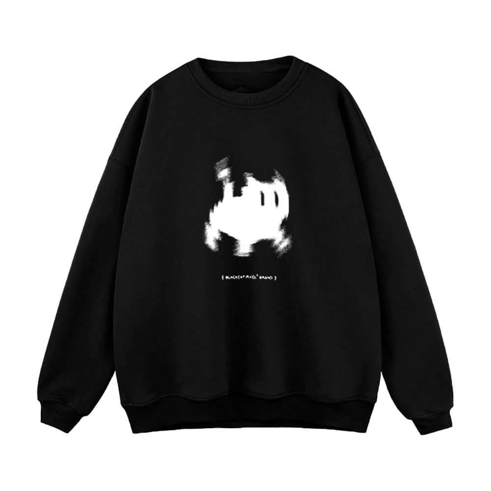 Minimalist Fuzzy Kitten Print Sweatshirt
