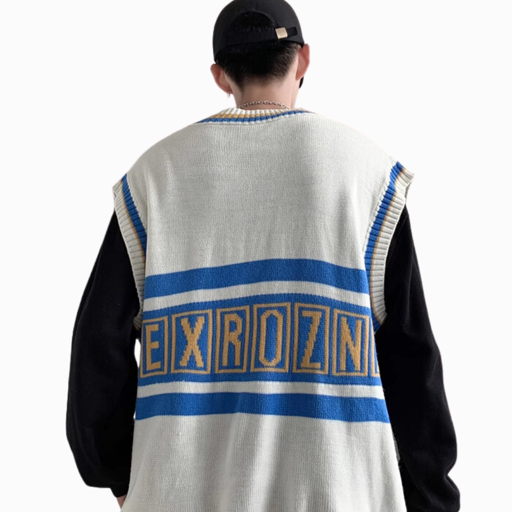 Embroidered Lettering Contrast Vest