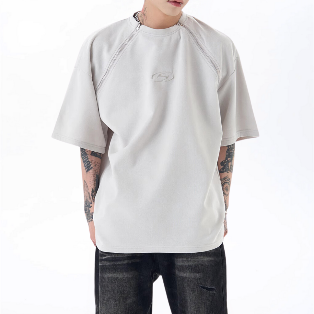 American Double Zip Suede T-Shirt