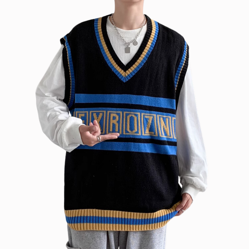 Embroidered Lettering Contrast Vest