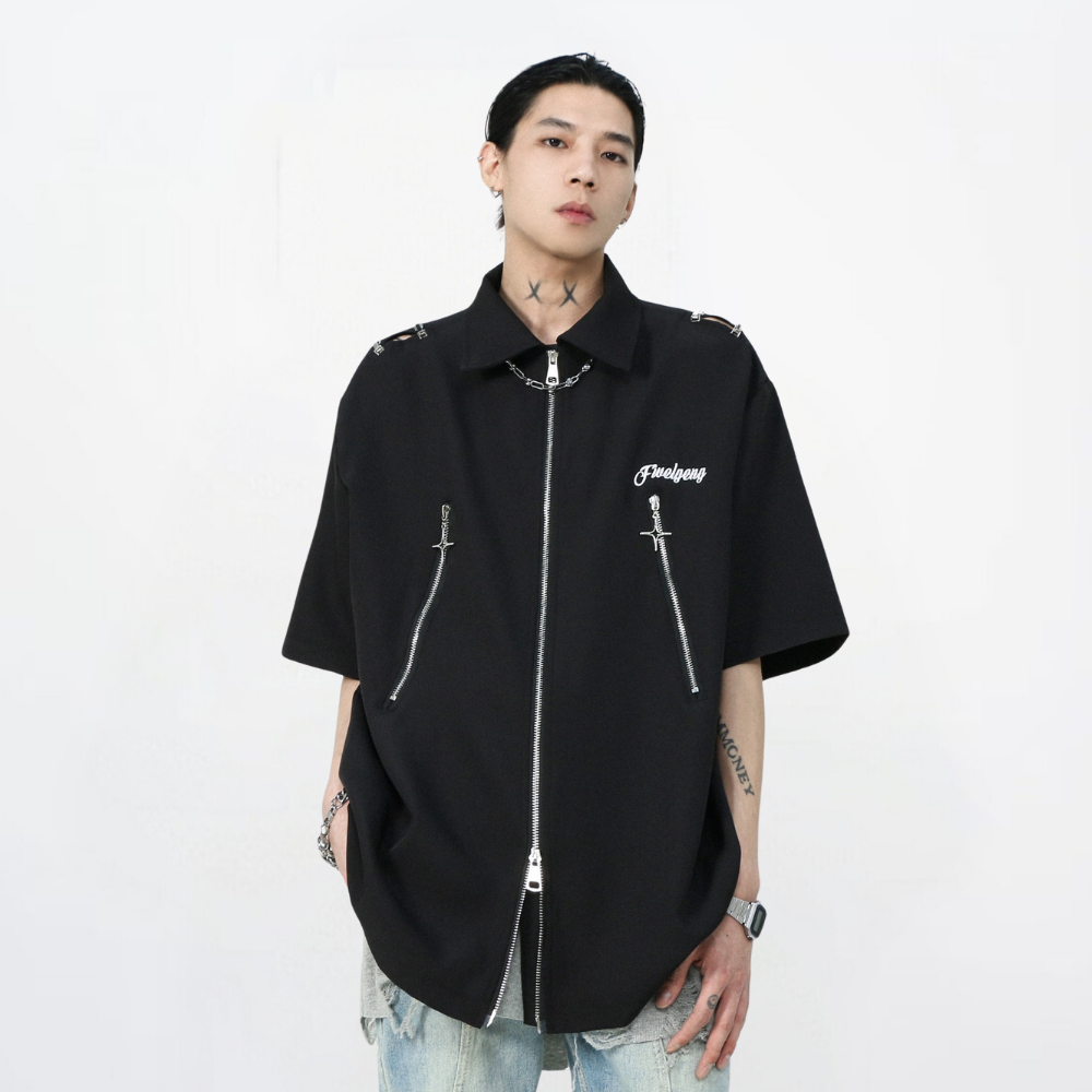 High Street Zipper Work Shirt
