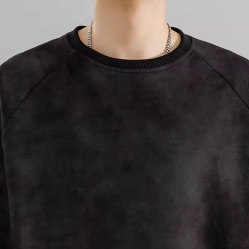 Solid Color Suede Sweatshirt