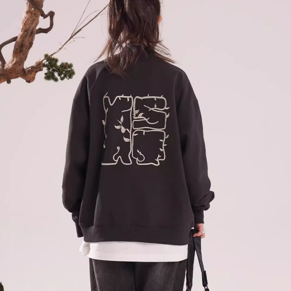 Embroidered Bomber Zip-Up Jacket