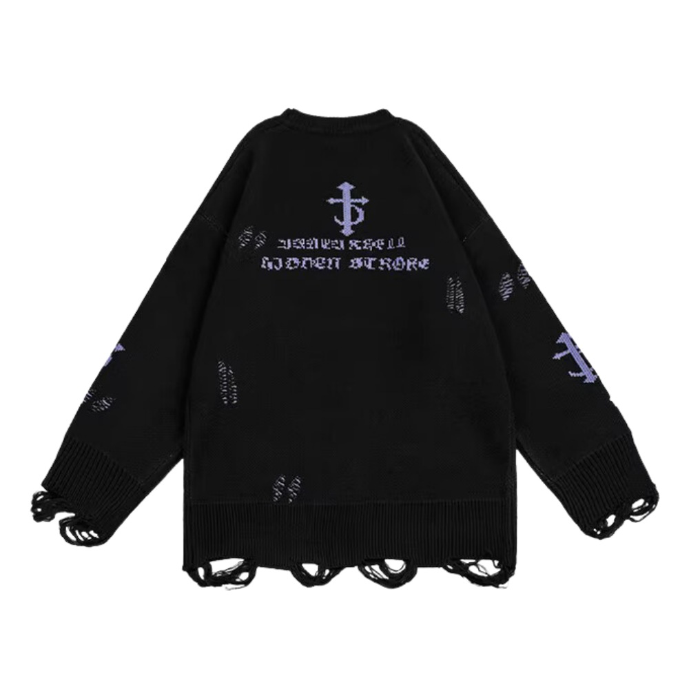 High Street Bone Letter Hole Sweater