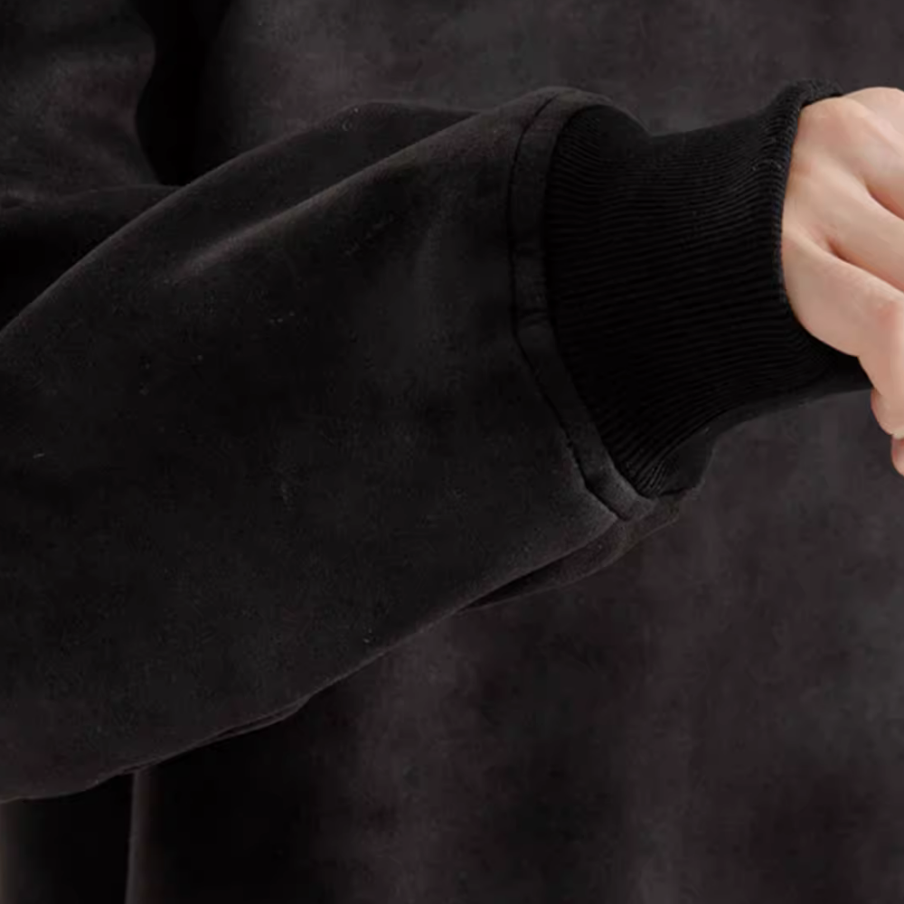 Solid Color Suede Sweatshirt