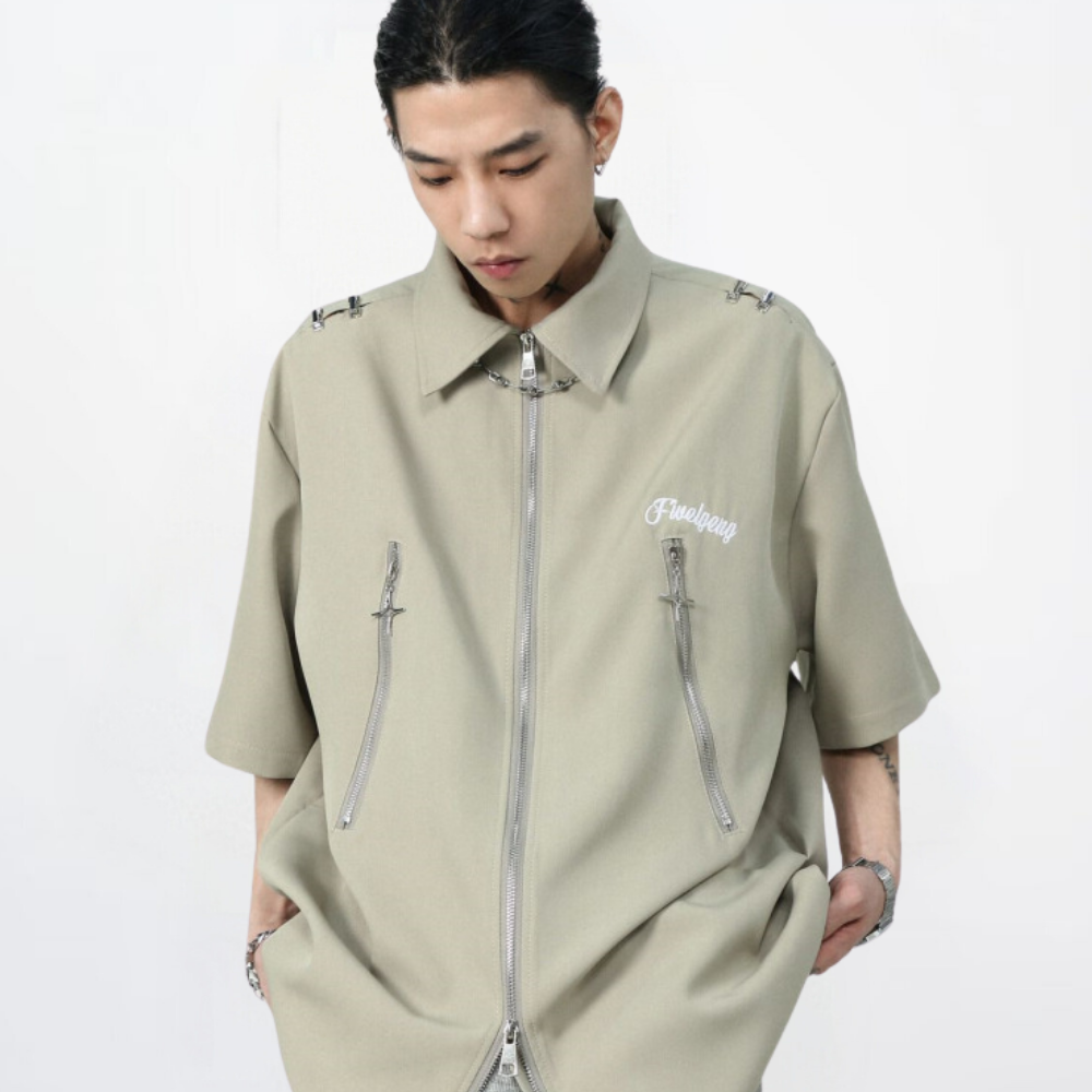 High Street Zipper Work Shirt