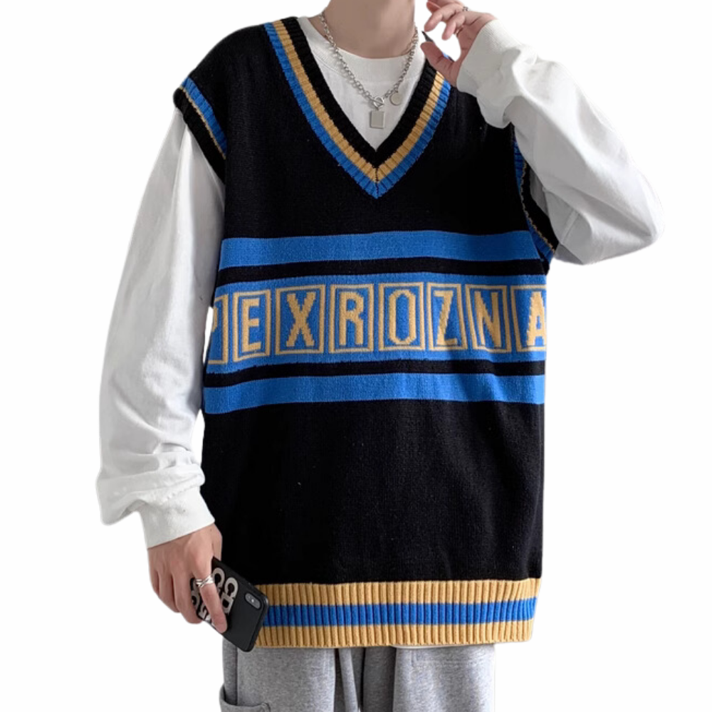 Embroidered Lettering Contrast Vest