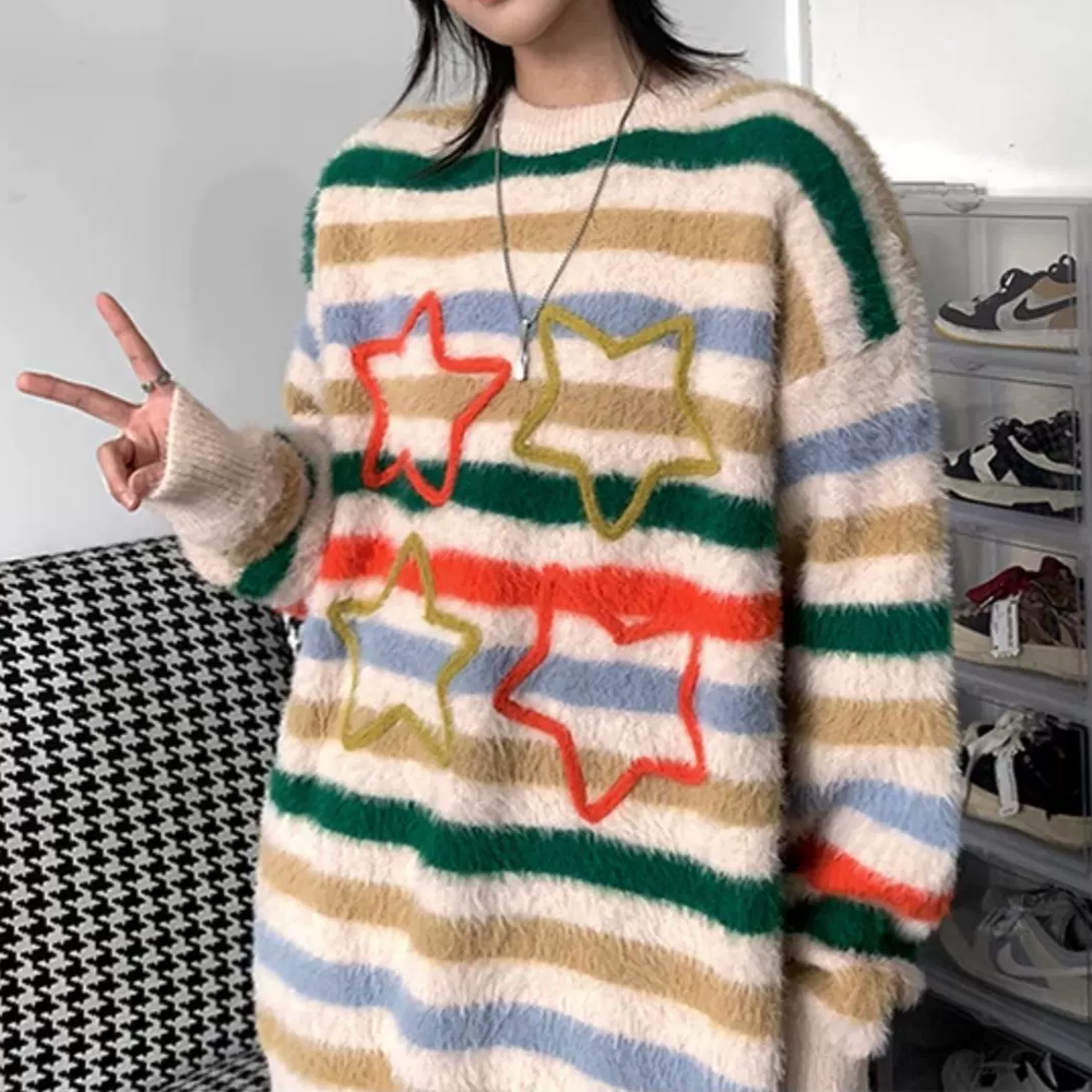 Retro Striped Stars Sweater