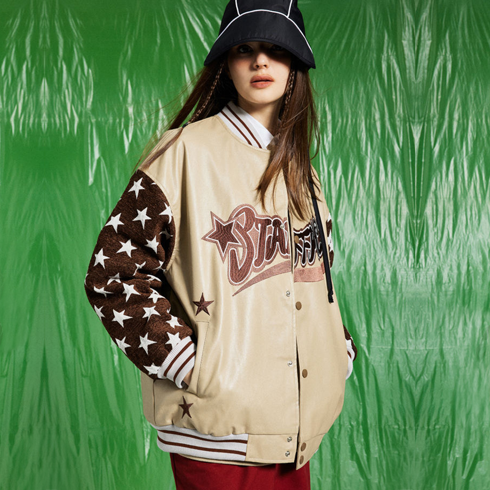 Street Star PU Stitching Varsity Jacket