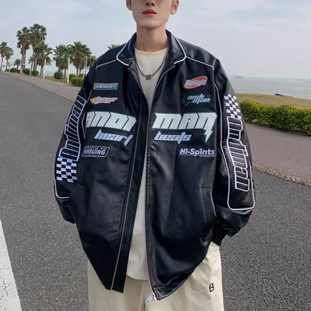 Simple Solid Color Biker Jacket