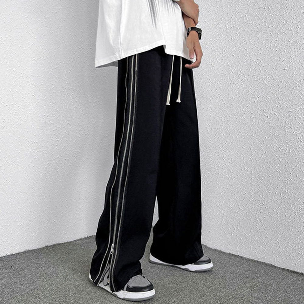 High street Straight Zipper Sweatpants