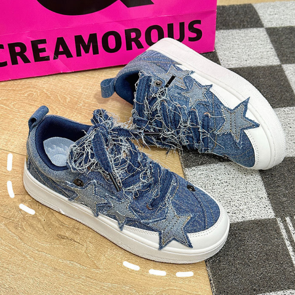Retro Denim Patch Star Shoes