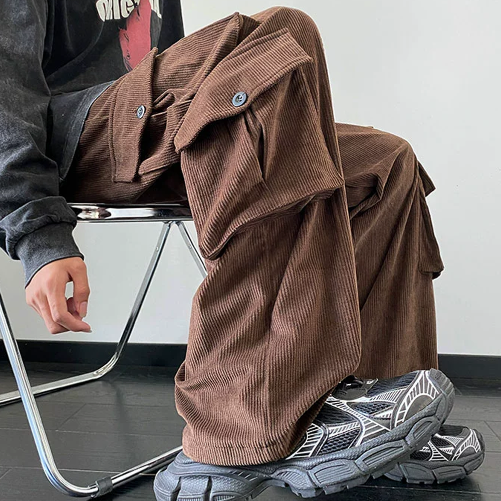 Retro Corduroy Multi-pocket Sweatpants