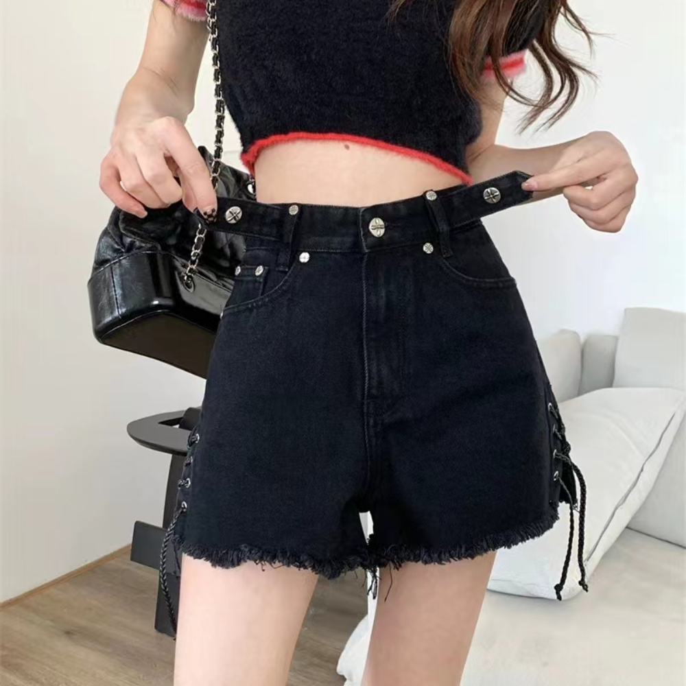 Women's Hot Girl Cross Black Shorts