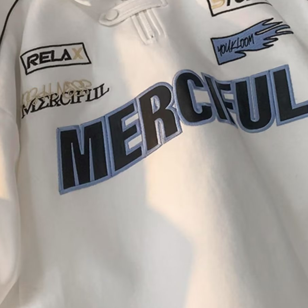 Classic Letter Embroidery Lapel T-Shirt