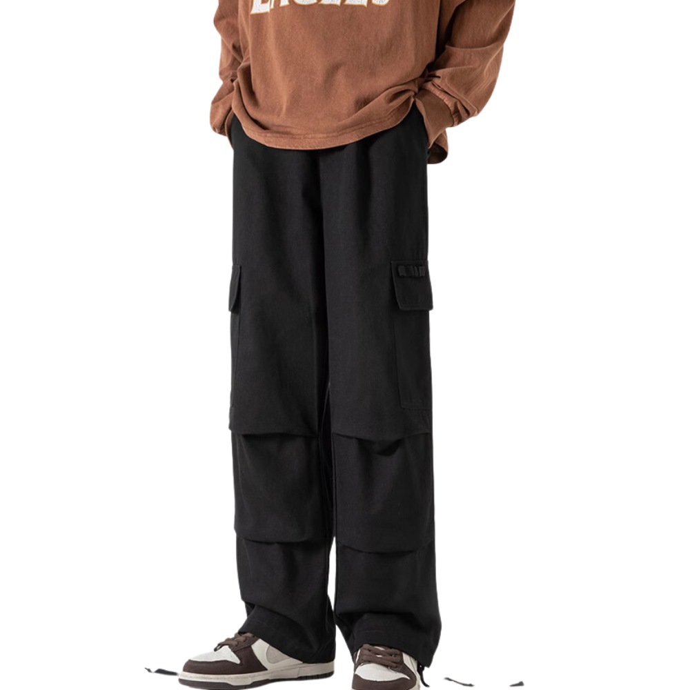 Vintage Drawstring Pleated Design Cargo Pants