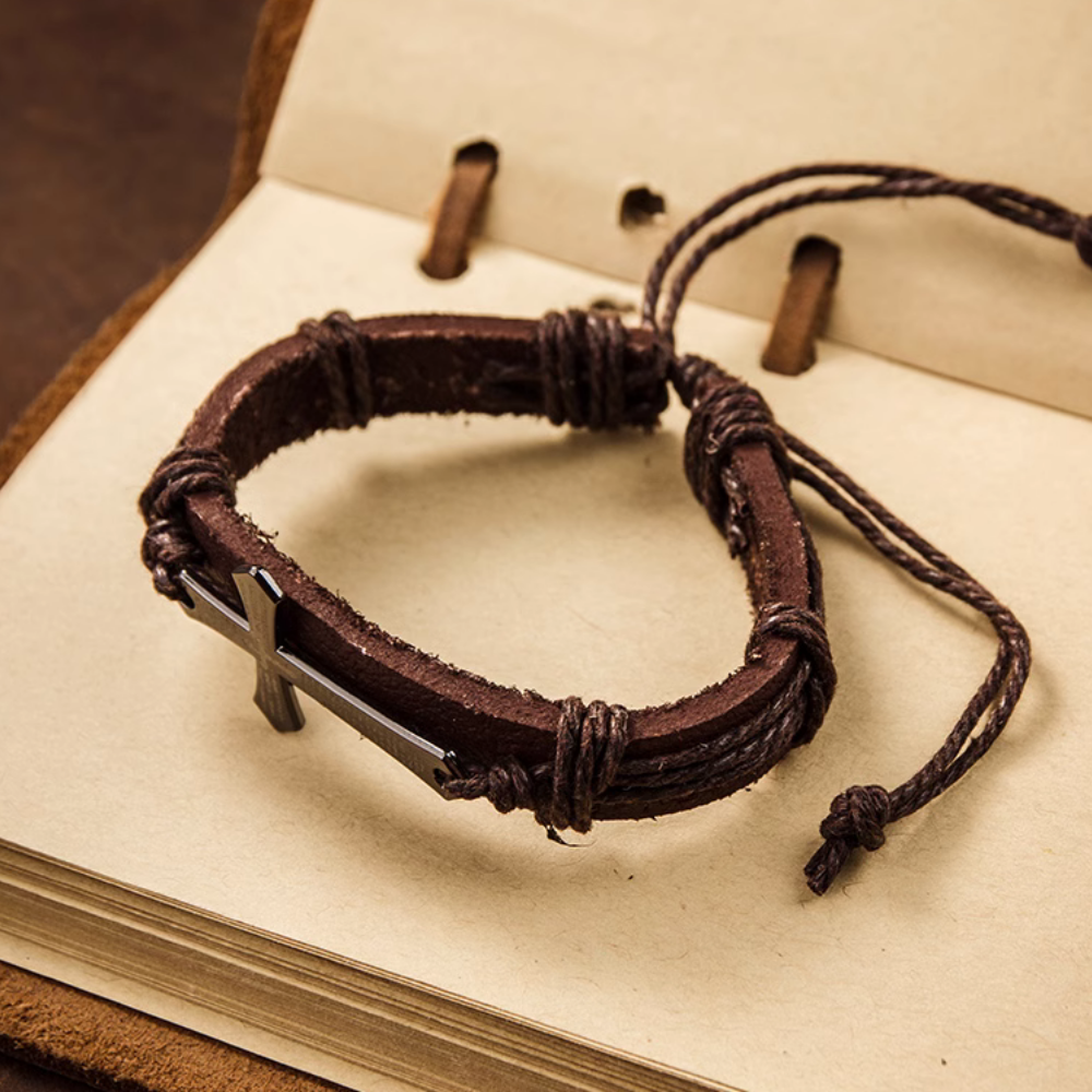 Retro Cross Leather Bracelet