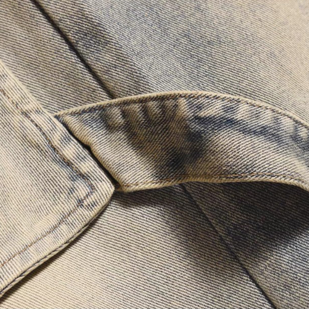 Functional Solid Color Patchwork Jeans