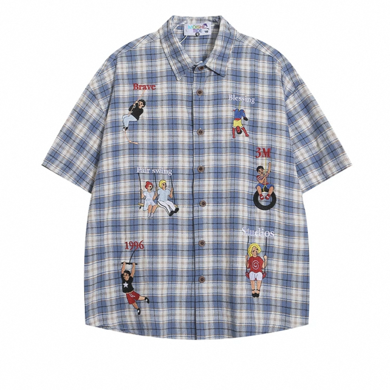 Vintage Embroidered Checkered Shirt
