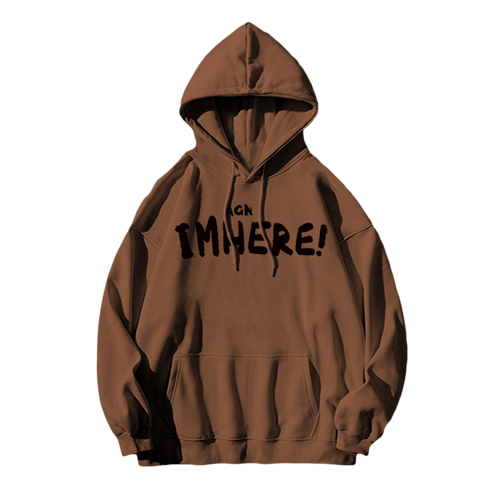 I am Here Letter Print Hoodie