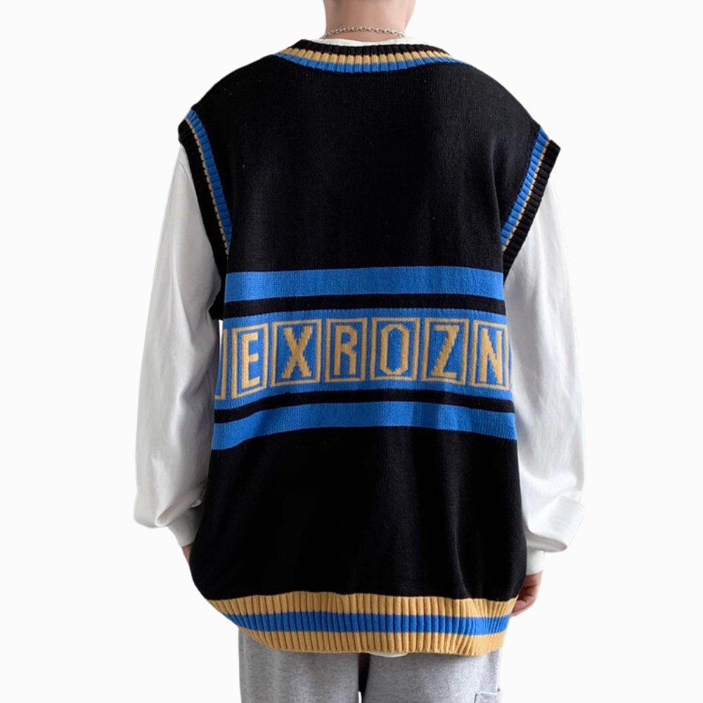 Embroidered Lettering Contrast Vest