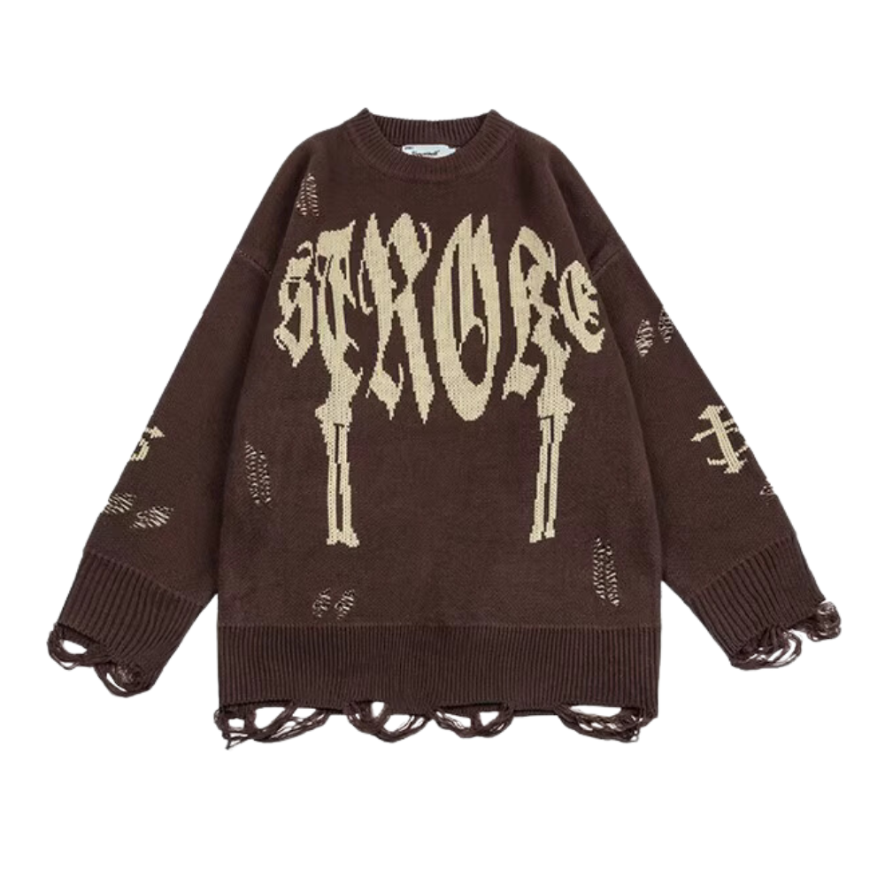 High Street Bone Letter Hole Sweater