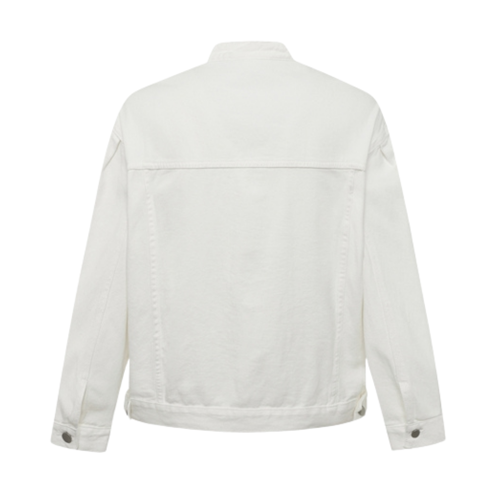 Casual Collarless Work Denim Jacket