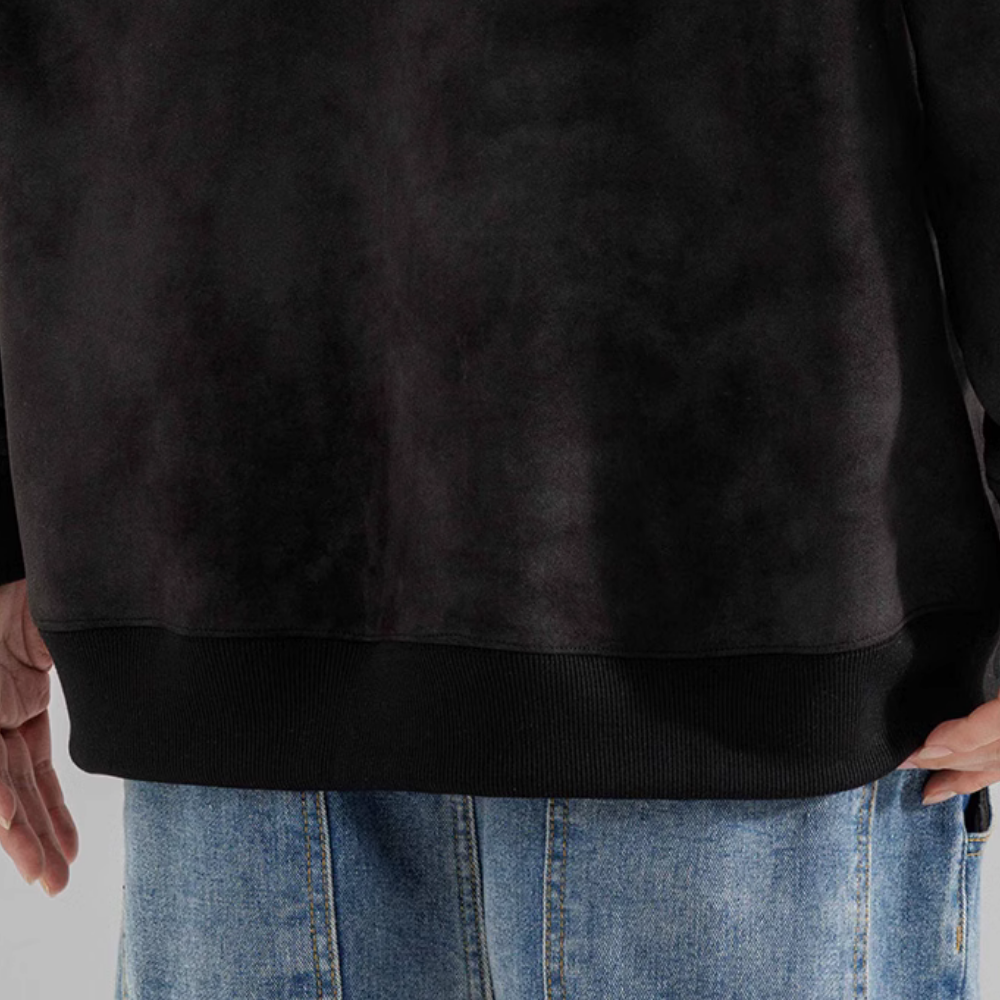 Solid Color Suede Sweatshirt
