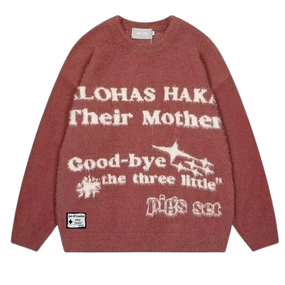 OOC' Vintage Jacquard Mohair Lettering Sweater