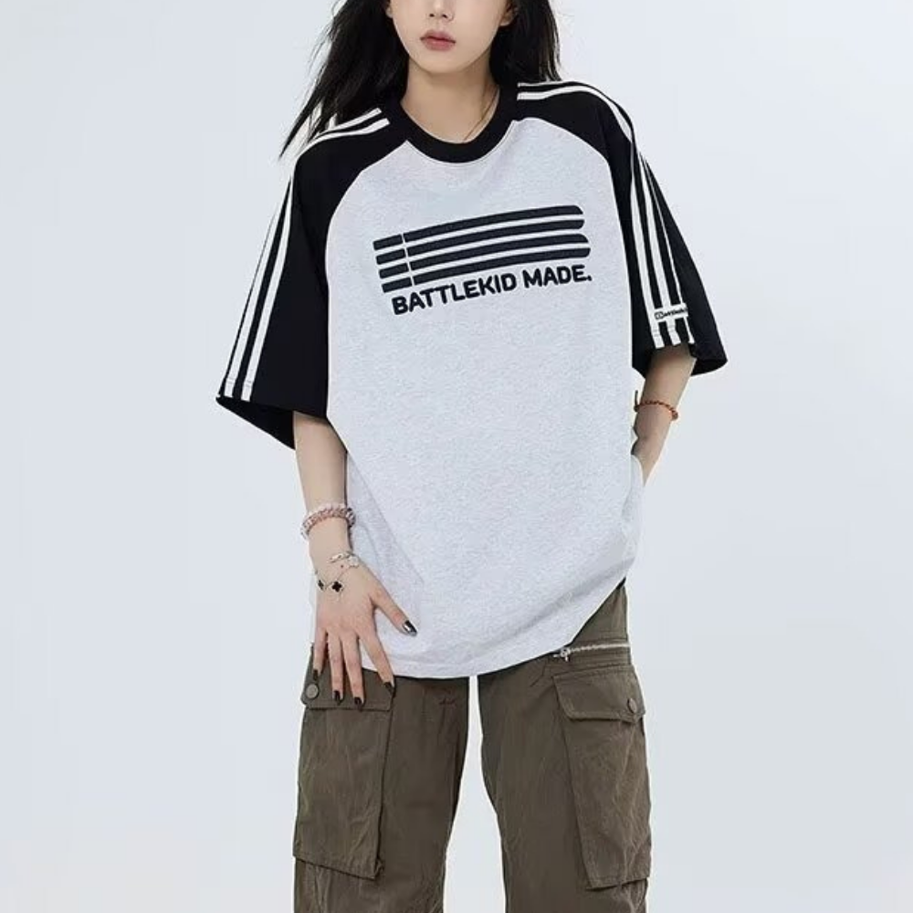 American Couple Contrast Embroidered T-shirt