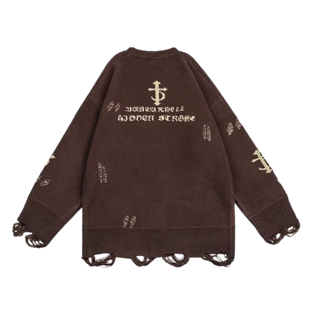 High Street Bone Letter Hole Sweater