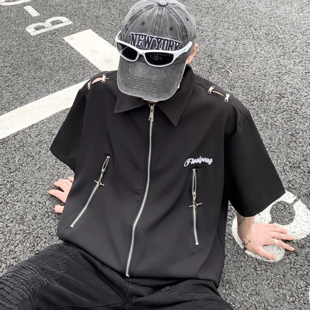 High Street Zipper Work Shirt