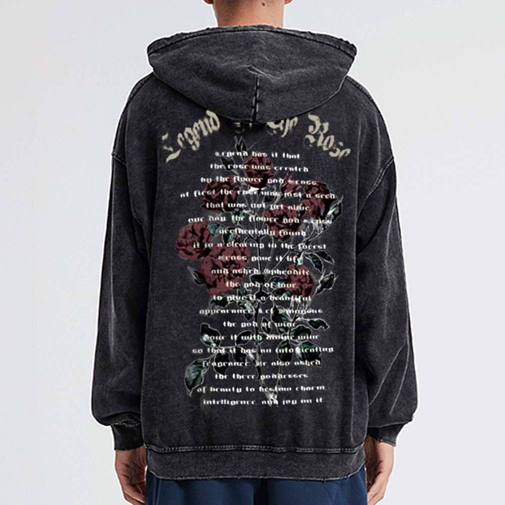 High Street rose text Washed Hoodie