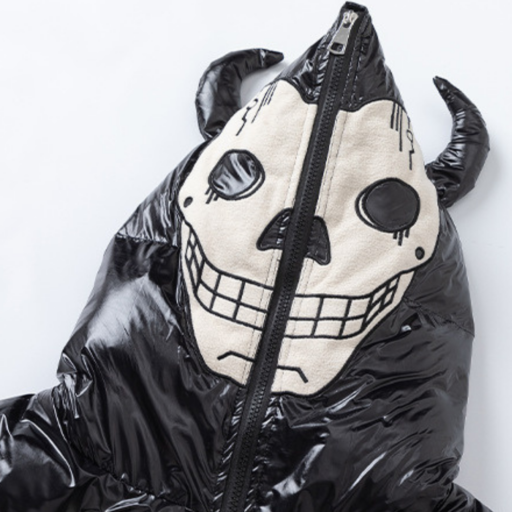 Halloween Skeleton Patch Hooded Coat